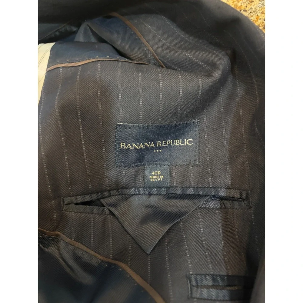 Banana Republic Mens Navy Blue Pinstripe Two Button Blazer Suit Jacket 40R